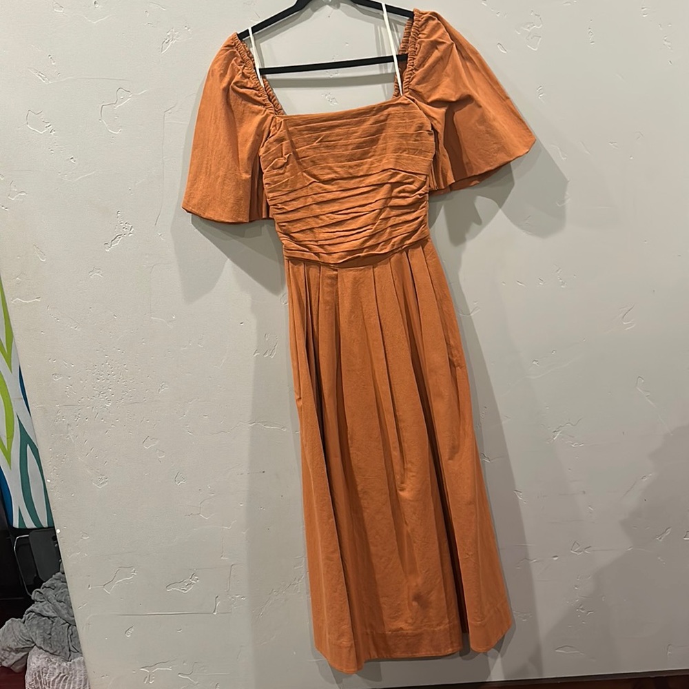 Free people puff sleeve midi dress XS